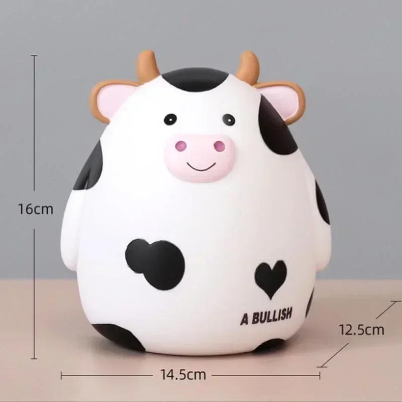 New Cute Cartoon Calf Resin Ornaments Childrens Pet Piggy Bank Home Decoration Children's Gift Coin Bank Accessory Home Supplies