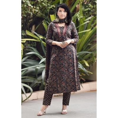 Women Viscose Rayon Kurta Pant Dupatta Set Designer Casual Wear Kurti Set Dress