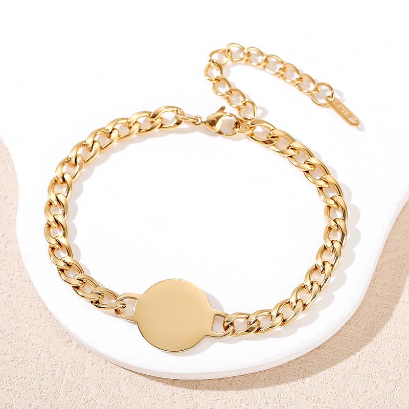 European & American Laser Engraved Stainless Steel Cuban Link Bracelet