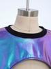 Girls Dance Clothing Set Glossy Metallic Workout Top and Pocket Pants Hip Hop Jazz Street Performance Outfit