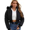 Winter Big Fur Collar Hooded Short Cotton-padded Jacket Women's Thick Warm Cotton-padded Jacket Waist Design Jacket