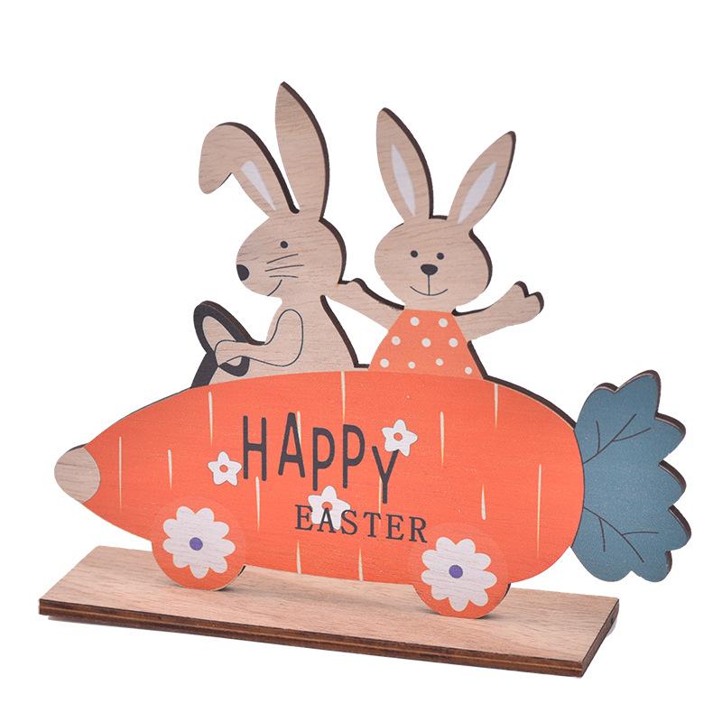 

New Styles, Easter, Wooden Crafts, Rabbit Carrot Cart, Easter Rabbit Riding Bike, Wooden, Decorative Ornaments помаранчевий