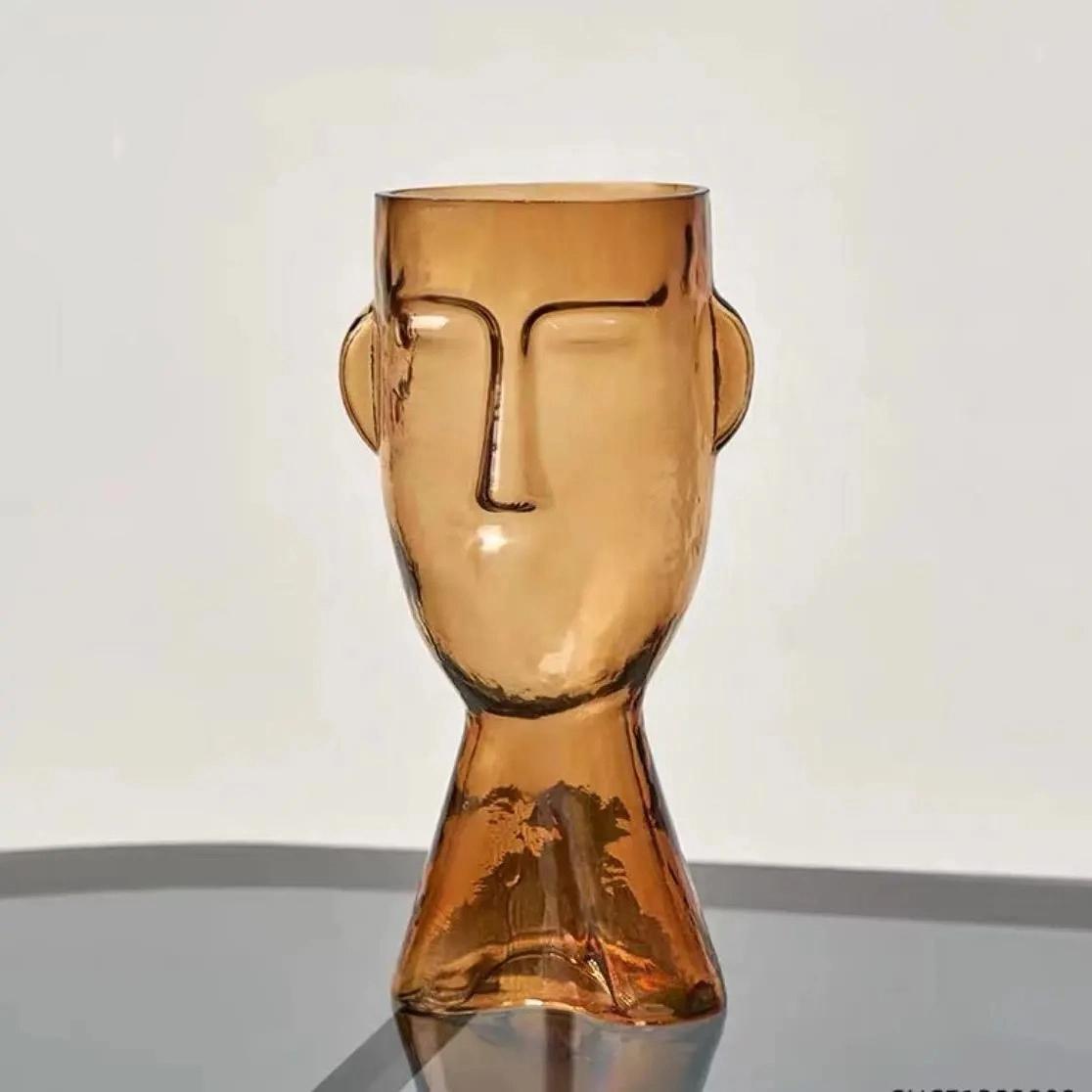 

Стеклянная ваза в форме лица для гидропонных цветов и зеленых растений – Современное настольное украшение для дома Amber