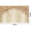 Gold White Happy Birthday Banner Decorations for Women Girls, Gold Glitter Happy Birthday Backdrop Party Supplies, 16th 18th 21st 30th 40th 50th 60th