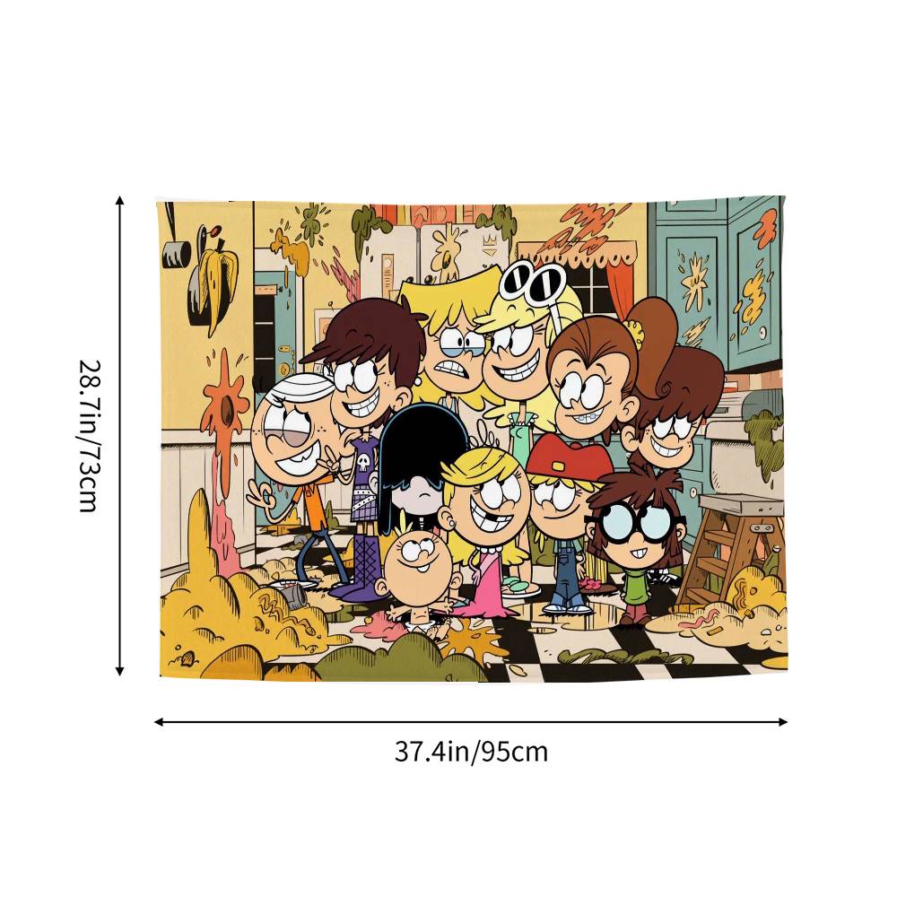 The LLoud Cartoon House Tapestry Wall Hanging Printed Polyester Tapestry INS Decoration Wall Decor