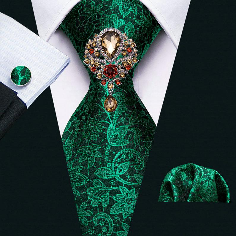 

Брошь Barry.Wang Tie Brooch Hanky ​​Запонки для мужчин 10 дизайнов Шелковый галстук в клетку с узором пейсли Официальный набор N-5232