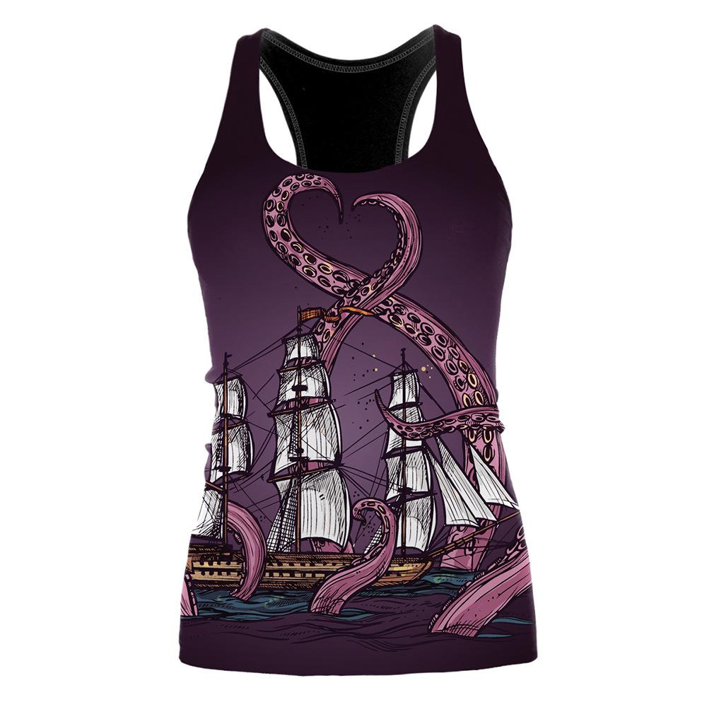 Summer Beach Vest Printed Halloween Ladies Sports Yoga Vest