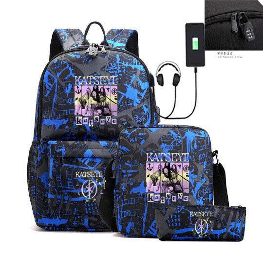 Backpack Usb Charging, Shoulder Bag, Pencil Case, Primary And Secondary School Student Leisure Schoolbag Three-Piece Set