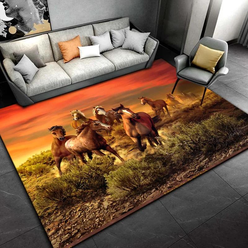 Horse Pentium Art Print Carpet Children's Play Room Carpet Living Room Bedroom Carpet Anti-slip Door Mat Birthday Gift  Sonic