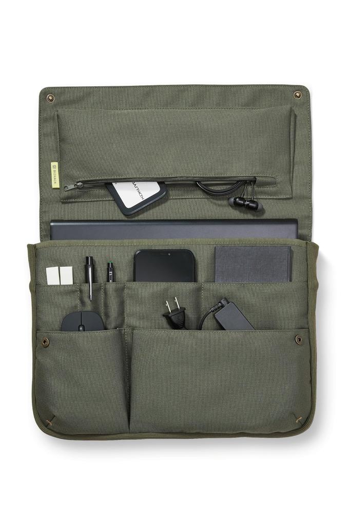 Kokuyo BIZRACK Bag-in-Bag Laptop Bag, 13.3-inch, Clutch Bag, A4 Size, Horizontal, Business, Olive Green, Kaha-BRB130DG