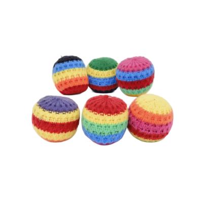 6 Pack Handwoven Hacky Sacks Footbags Crochet Knit Design Durable Cotton Outer Layer with Pellet Filling for Kicking Juggling Games