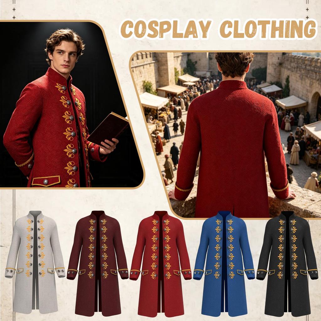 Men's Steampunk Costume for Halloween Retro Officer Uniform Vintage Party Outfit
