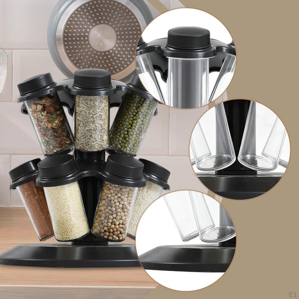 Revolving Spice Rack Holder Shelf Space Saving Easy Access Convenient Decorative with Empty Jars Two