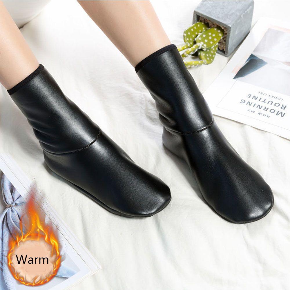 Unisex Men Women Winter Breathable Middle Socks Soft Non-Slip Boot Slipper Leather Thermal Socks