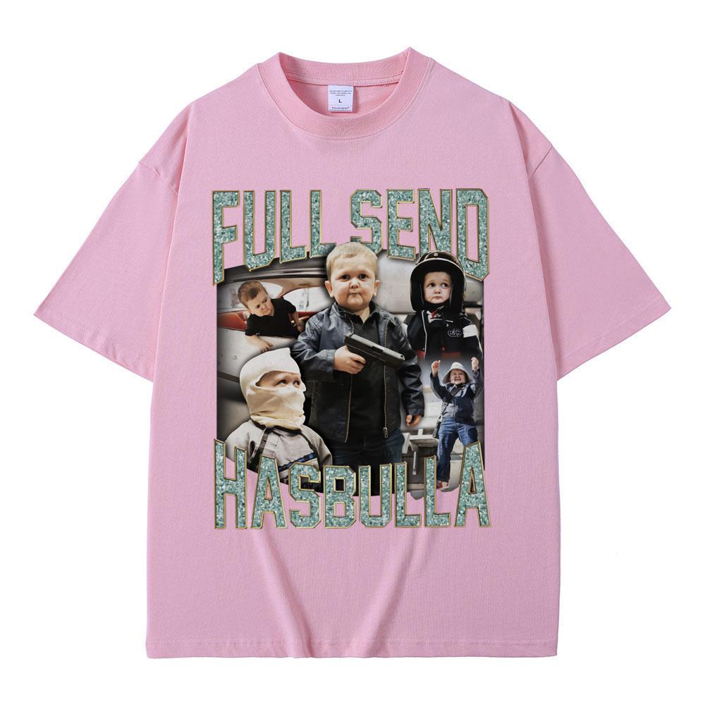 Full Send Hasbulla Magomedov T-shirts Russia Mini Khabib Blogge Fighting Funny Meme T Shirts Men Women Vintage Oversized T-shirt