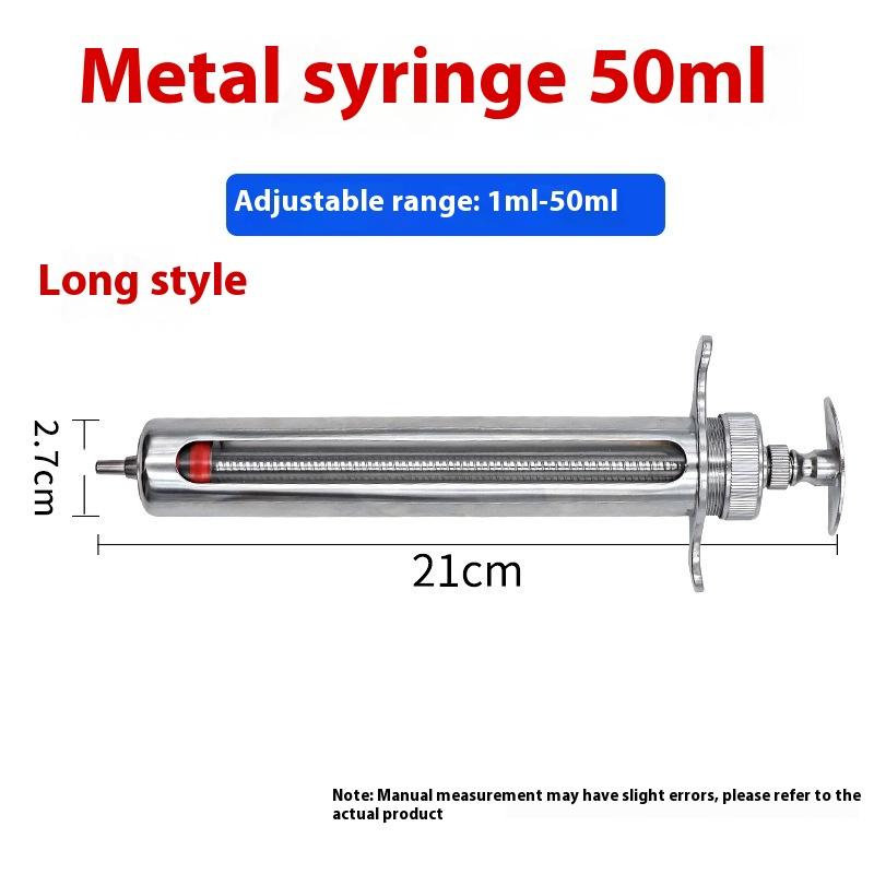 1 Set 20-50 ml Veteriner Alet Şırınga Aşı Enjeksiyonu Ayarlanabilir Doz 304 Paslanmaz Çelik İğne Ucu Dağıtıcı Hayvancılık Kümes Hayvanları