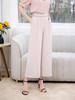 Women's Summer Ice Silk Wide-Leg Pants: Versatile, Slimming Nine-Point Pants for Middle-Aged and Elderly.