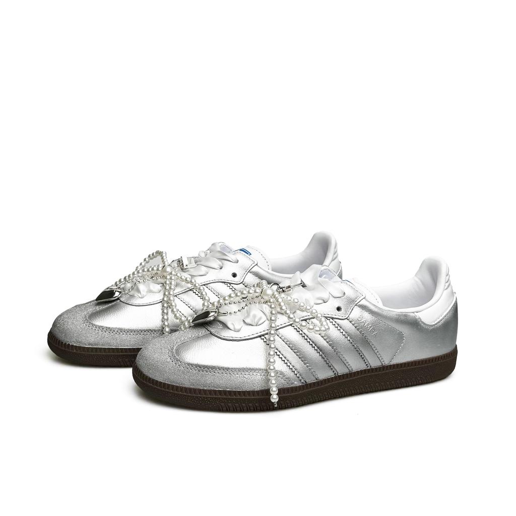 Adidas Originals SAMBA OG Moonlight Ballet Large Pearl Lightweight Breathable Low top Skateboard Shoes Unisex Silver B75806(Team920-)