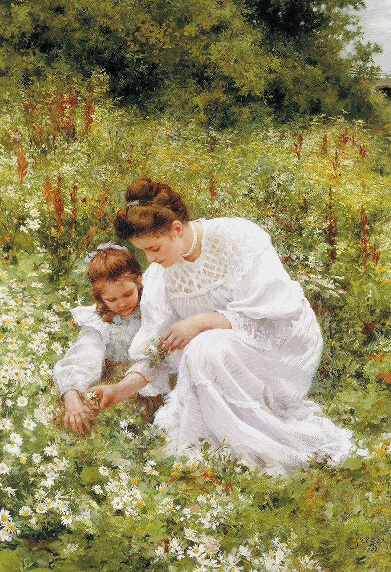 

Cuties 300-piece jigsaw puzzle: Mother and Child Picking Daisies (Hermann Seeger) (26x38cm)
