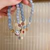 b24 Cat Sweet Unique Lovely Ceramic Woven Bracelet Blue Ins Lucky Pendant Rope Chain Cartoon Details Jewelry Gift Versatile