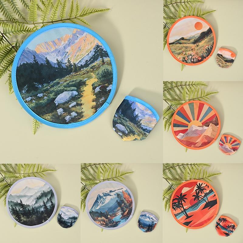 Round Foldable Hand Fans Handheld Folding Fan Portable Pocket Cooling Fans For Summer Events Outdoor Travel Supplies Gift