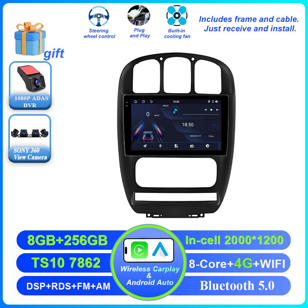 Android 16 For Dodge Caravan 4 For Chrysler Grand Voyager RS 2000 - 2012 Auto Wireless Carplay Car Radio Multimedia Video Tools