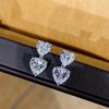 New Vintage 100% Pure 925 Sterling Silver Earrings Pave Aaa Zircon Big Small Love Heart Eardrop For Women Luxury Fine Jewelry