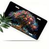 Magic Flower Tree License Plate 5.9x11.8in for Car SUV Truck, 2D Flat Aluminum Auto Tag, Waterproof Matte, Fantasy Design, Fits Standard Frame