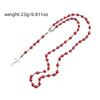 Women's Faux Pearl Rosary Necklace Christian Fashion Jewelry with Virgin Mary Jesus Cross Pendant Long Beads Chain