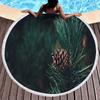 Pine Tree Printed Round Beach Towel with Tassels, Microfiber Beach Blanket, Absorbent Quick Dry Pool Towel Portable Picnic Mat