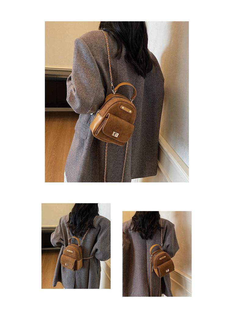 Leopard Print Cartoon Kitten Mini Backpack for Women