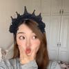 Women Headband Crown Lace Decor Hair Hoop Halloween Dark Style Elastic Headwear