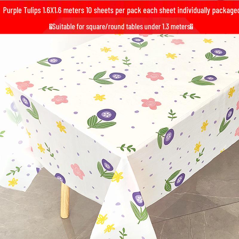 Waterproof Floral Print Tablecloth - Fresh, Rectangular Disposable Cover for Kindergarten Parties