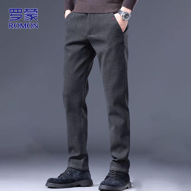 ROMON Men's Stretch Slim-Fit Straight Casual Pants
