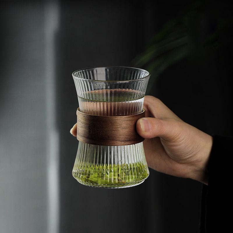 250ML Japanese Style Glass Coffee Mug Walnut Cup Sleeve Glass Cup Glasses Coffeeware Tea Mugs Beer Mug 250ML