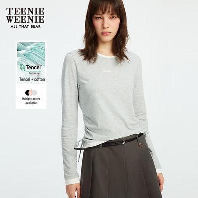 Women's Spliced Round Neck Long Sleeve T-Shirt