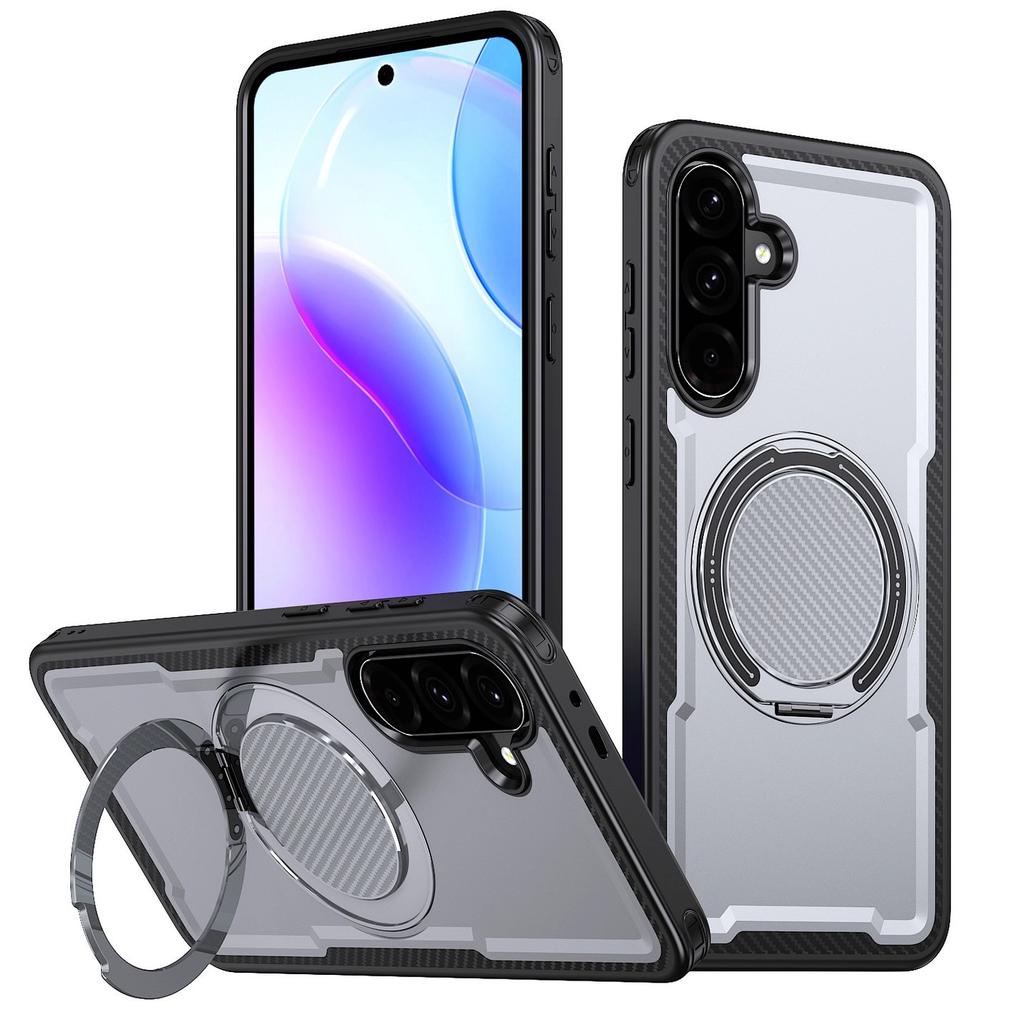 Applicable to Samsung a55 new 360 rotating bracket shell s24/s25ultra carbon fiber pattern anti-drop protective cover