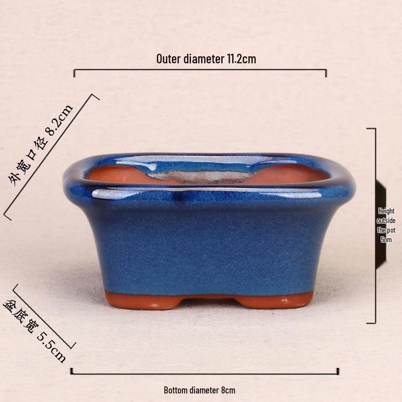 Ceramic Miniature Hand-Shaped Purple Clay Succulent Pot with Blue Glaze - Small Flower Pot for Balcony Seedlings