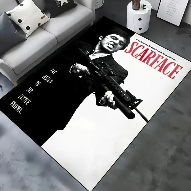 VIKAMA Scarface 3D Visual Rug Tony Classic Movie Carpet Non Slip Floor Mat Living Room Bedroom Sofa Decor Kids Playroom