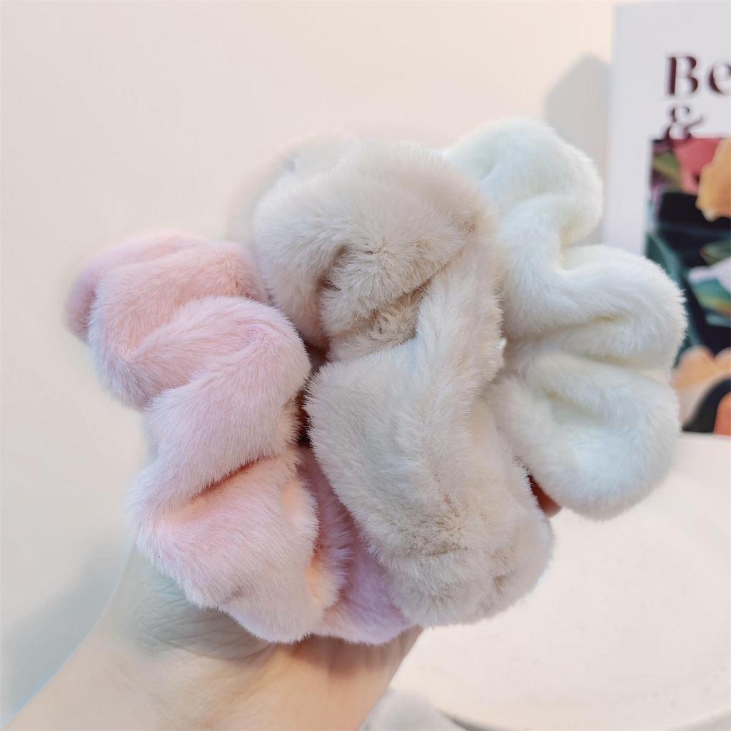 Solid Plush Large Intestine Hair Loop Scrunchies for Women Elasticity Hair Loops Fashion Hair Accessories