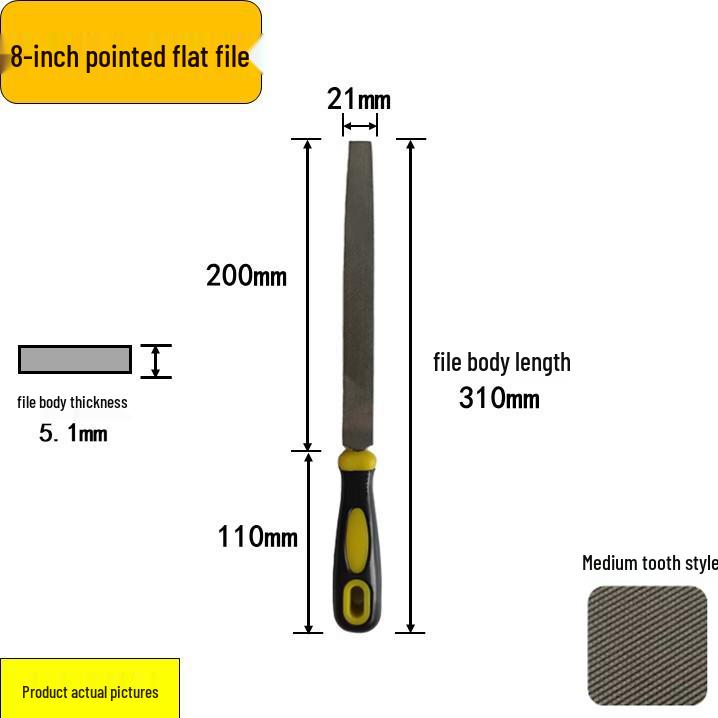 Steel Grinder File - Flat & Triangular Medium-Tooth Wear-Resistant Metal File