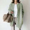 Women Winter Coat Single-breasted Solid Color Long Sleeves Loose Knitted Keep Warm Sweaters