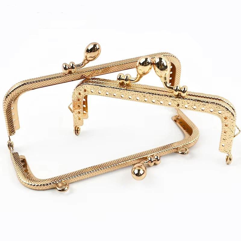 1 Stück 8,5-20 cm Metall Gold Geprägter Taschengriff Geldbörsenrahmen Kussverschluss für Damen-Handtasche Geldbörse DIY Handgefertigte Taschen Zubehör