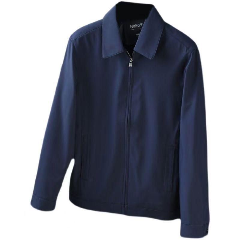 Men's Jacket Spring and Autumn Lapel Business Jacket Solid Color Loose Jacket