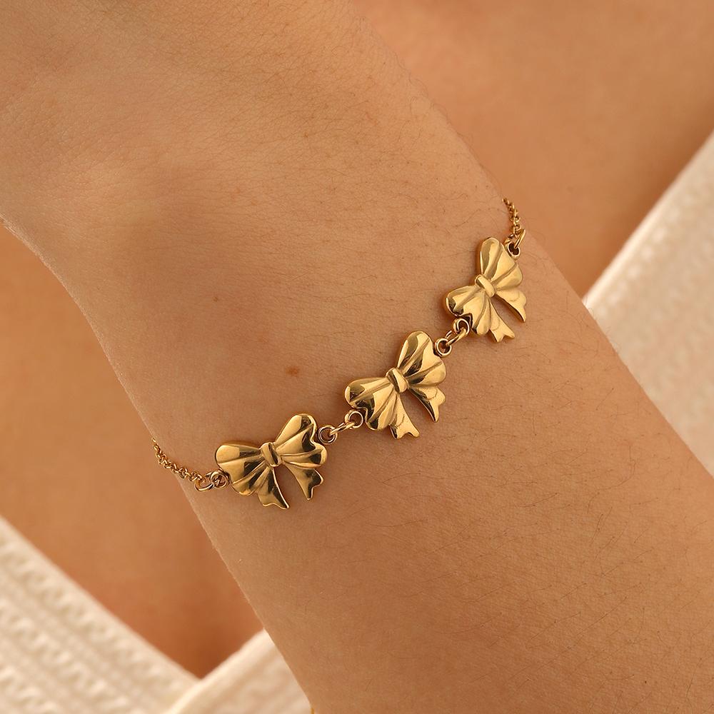 Cute Elegant Bowknot Series Bracelet Women 316L Stainless Steel Simple And Romantic Waterproof Jewelry Gifts