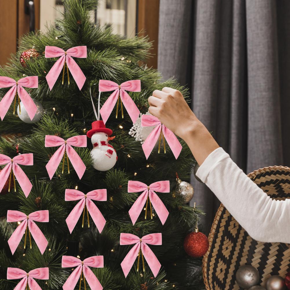 24piece Velvet Christmas Wreath Bow Decorations Festive Ornaments For Christmas Tree Hanging Christmas Party Decoration 9x9 T8U5