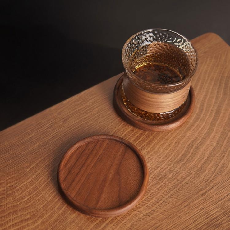 Set of 4 Wooden Drink Coaster Cup Coaster Round Wood Mats Pad Kitchen Placemats