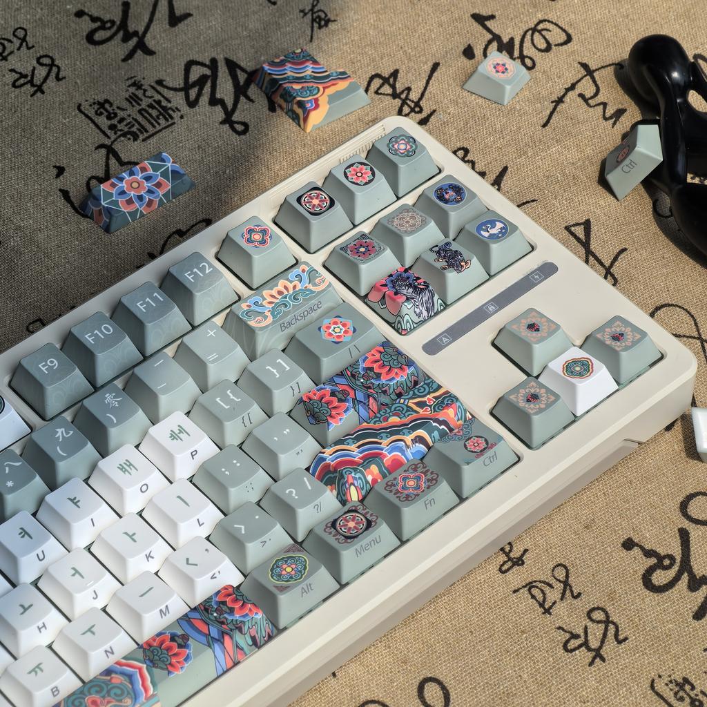 MAIMOOO Korean Keycaps Retro Cherry Morandi Green Pbt Custom Aula Ajazz Hangul Retro Keyboard Keycaps