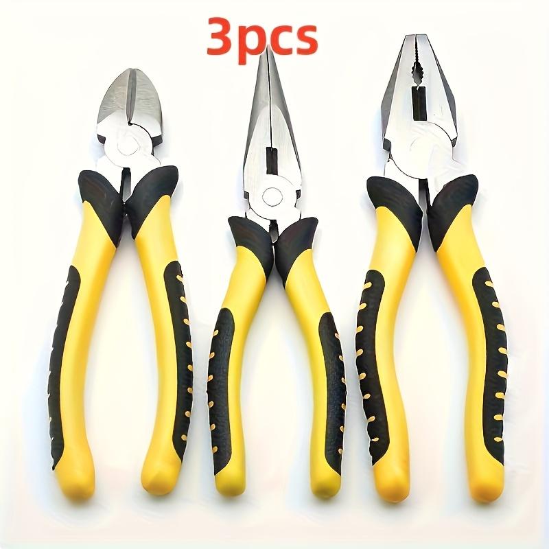 3pcs Carbon Steel Clip Set, 6 Inch Multi-Functional Clip, Wire Cutter with Anti-Slip and Rust- Pointed Clip for Indoor and Outdoor Maintenance Tools