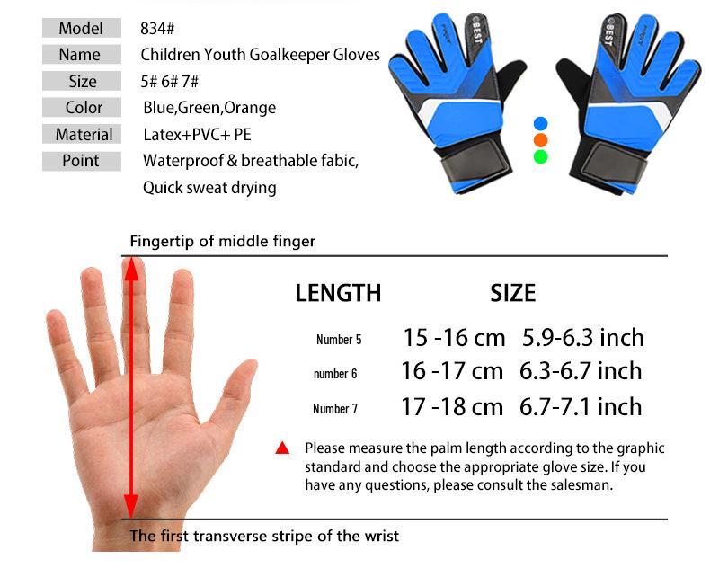 Children's Latex Anti-Collision Goalkeeper Gloves with Hand Protection